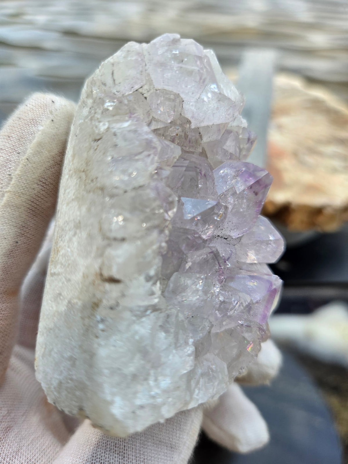 Amethyst cluster side view