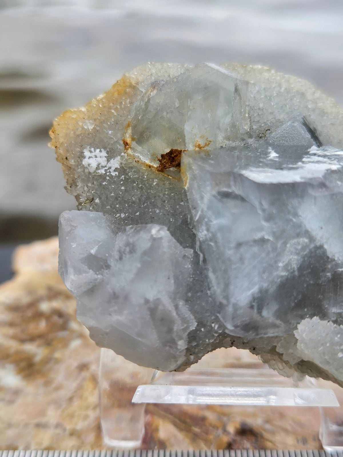 Close-up of glassy fluorite cubes