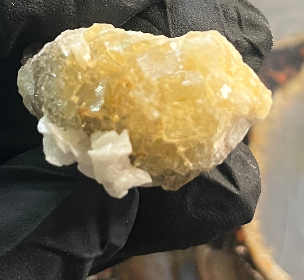 Raw Yellow Fluorite Crystal with Calcite| Golden Fluorite Specimen | Natural Healing Stone for Focus, Creativity & Positivity | Spiritual Gift