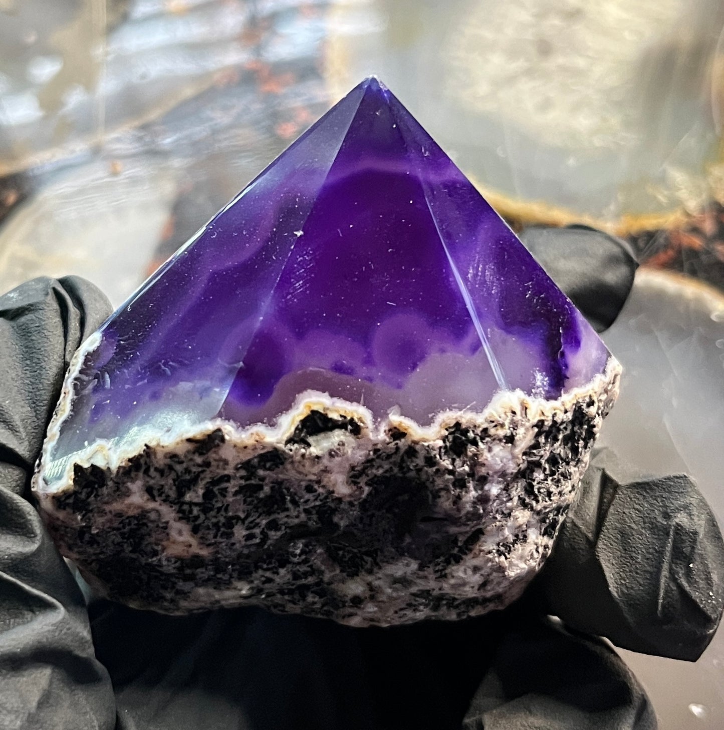 Dyed Purple Agate Polished Point - Natural Base Agate Crystal Tower - Vibrant Purple Agate Decor
