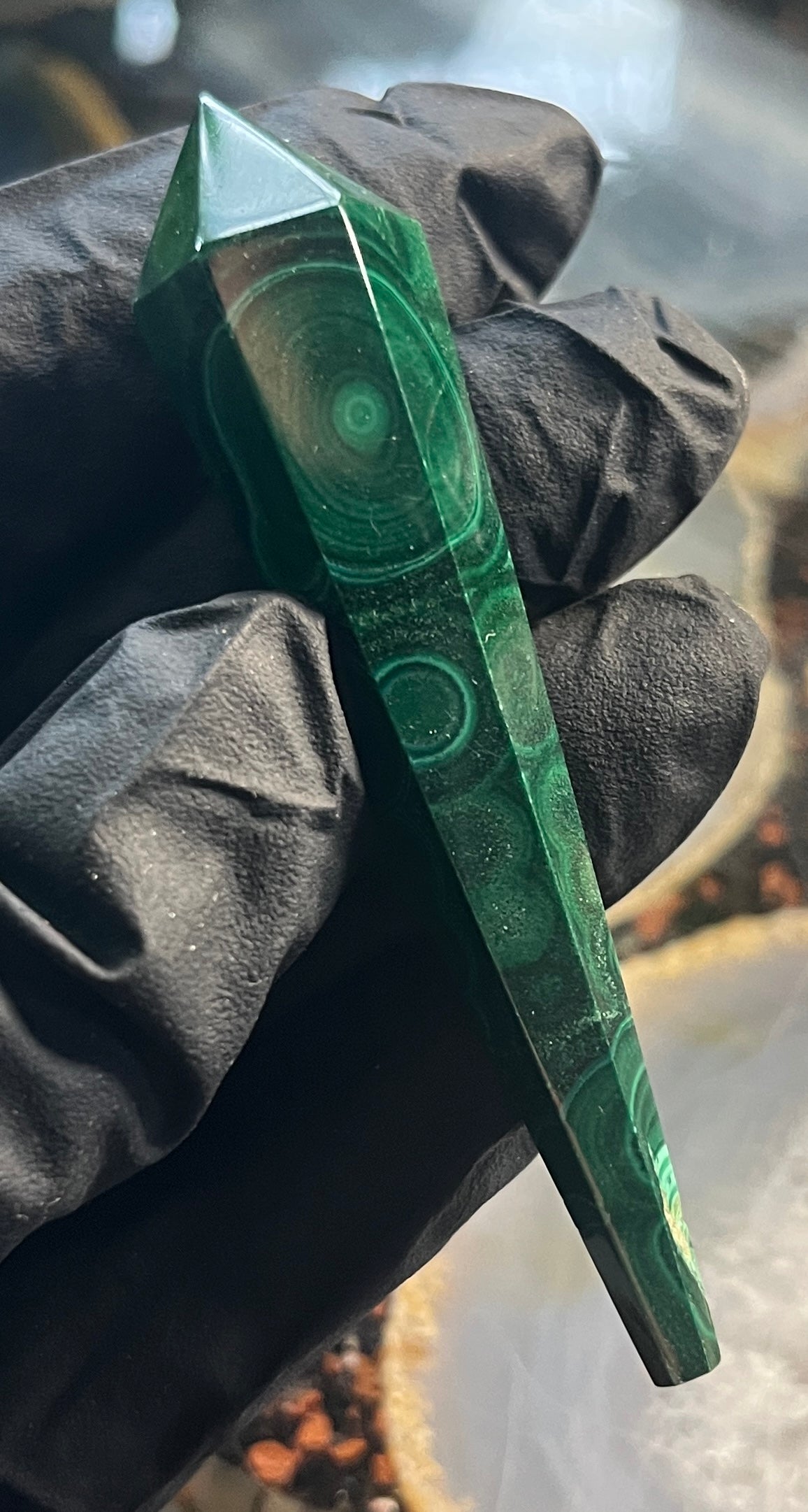 Polished Malachite Wand – Genuine Malachite Crystal for Transformation, Protection & Heart Chakra Energy