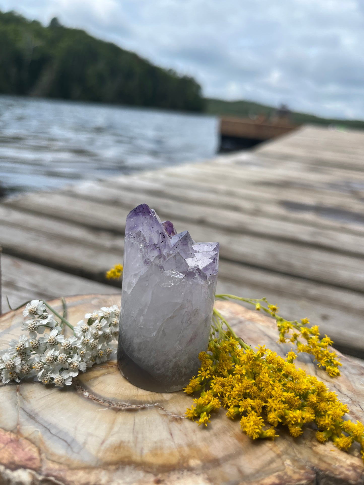 Raw Amethyst Core Specimen – Natural Cylindrical Quartz Crystal Cluster
