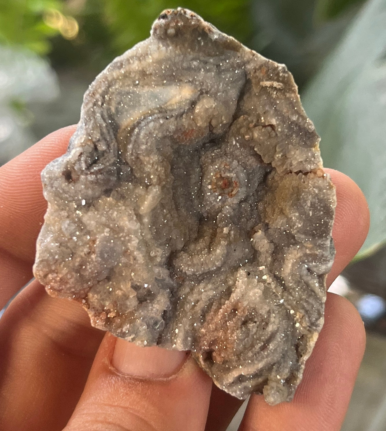 Raw Sparkling Sparkly Druzy Chalcedony Specimen - Botryoidal Grey Chalcedony