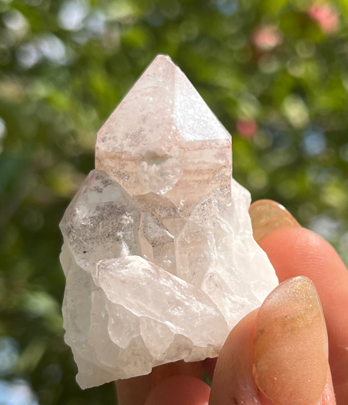 Pink and Black Lithium Quartz Crystal Cluster