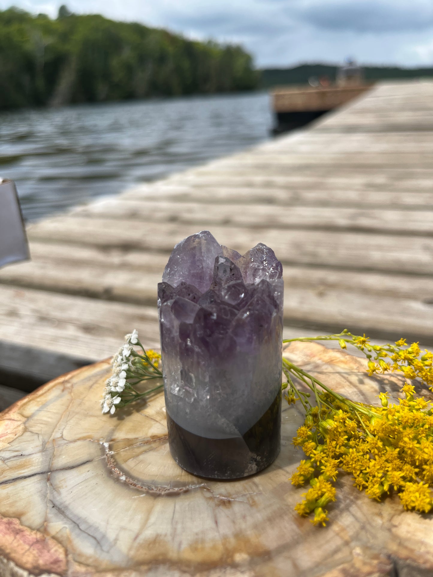 Raw Amethyst Core Specimen – Natural Cylindrical Quartz Crystal Cluster