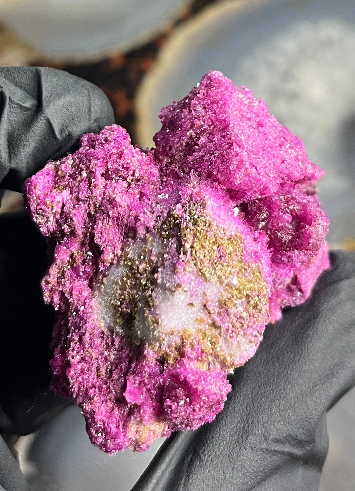 Fluorescent Honeycomb Ruby Specimen - UV Reactive Corundum - Raw Magenta Ruby Crystal - Rare Mineral Decor -