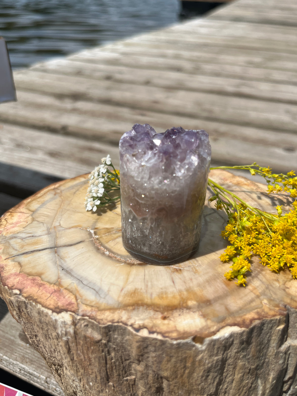 Raw Amethyst Core Specimen – Natural Cylindrical Quartz Crystal Cluster