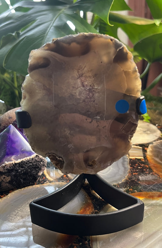 Amethyst Geode Slice with Removable Stand – Lavender Quartz & Agate Display – Natural Crystal Slab – Purple Amethyst Altar Decor