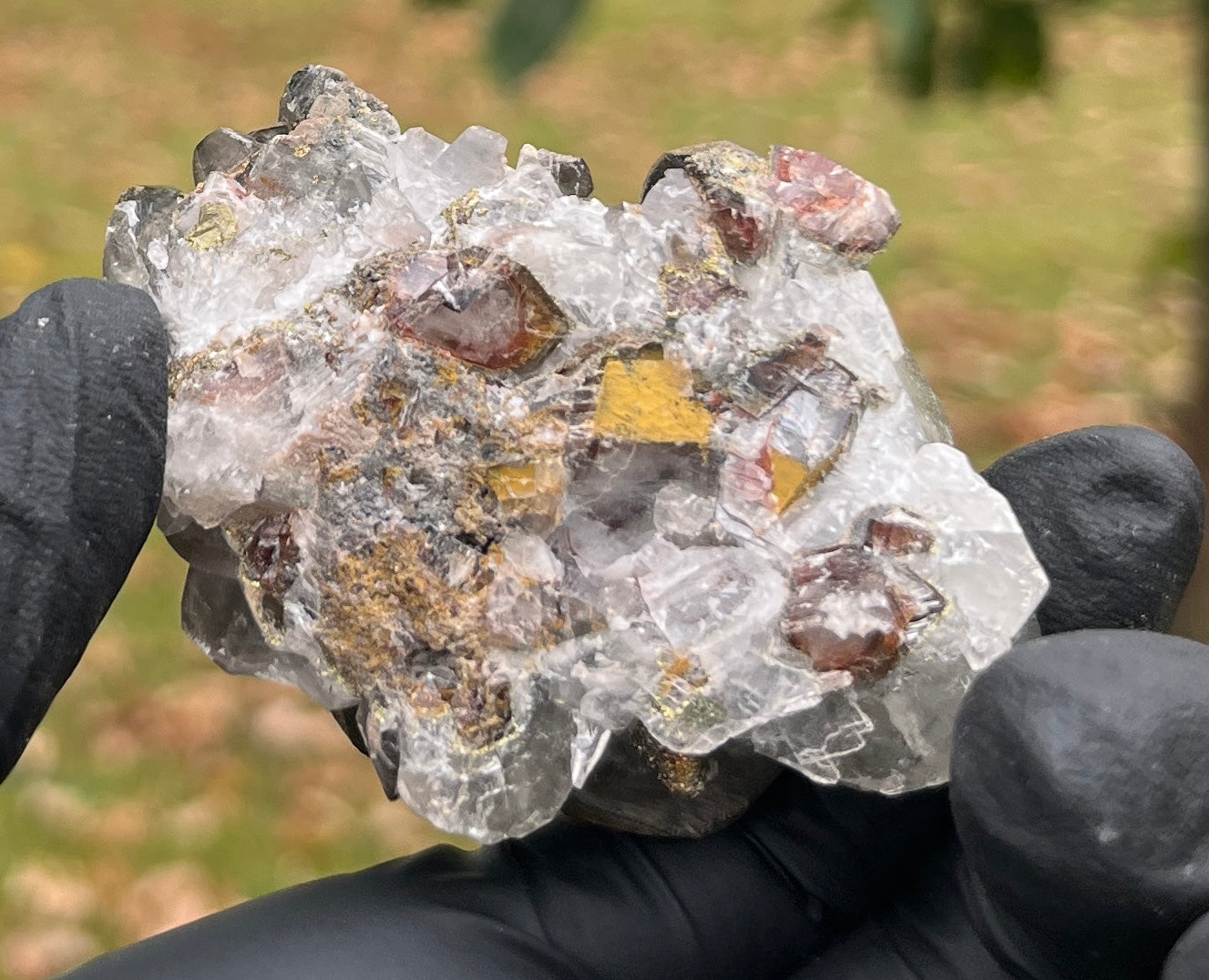 Pyrite on Calcite Crystal Specimen | Sparkling Fool's Gold Mineral | Natural Collector Stone | Metallic Home Decor