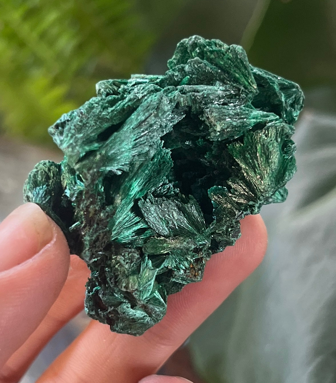 High-Grade Raw Velvet Fibrous Malachite Specimen – Natural Deep Green Crystal