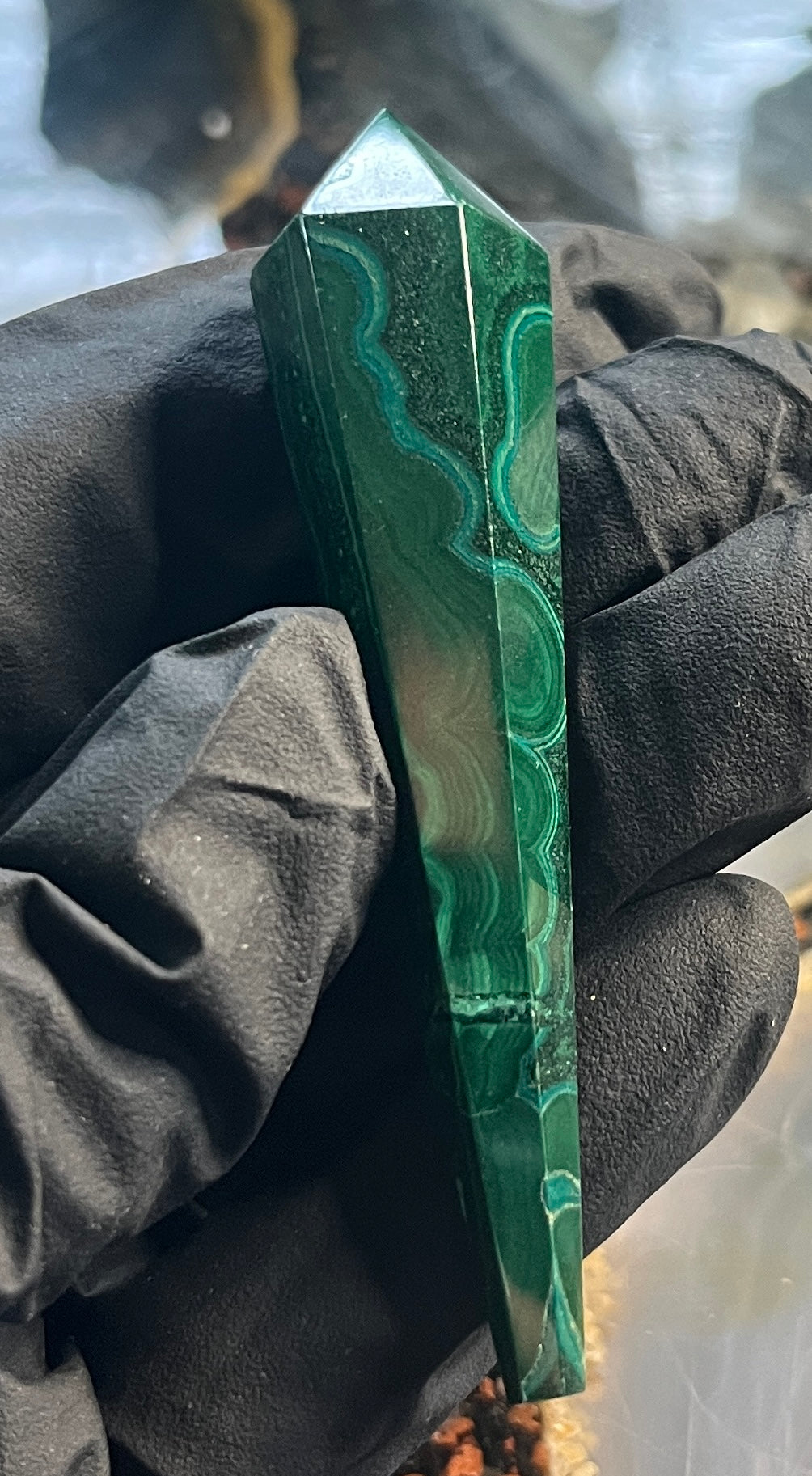 Polished Malachite Wand – Genuine Malachite Crystal for Transformation, Protection & Heart Chakra Energy