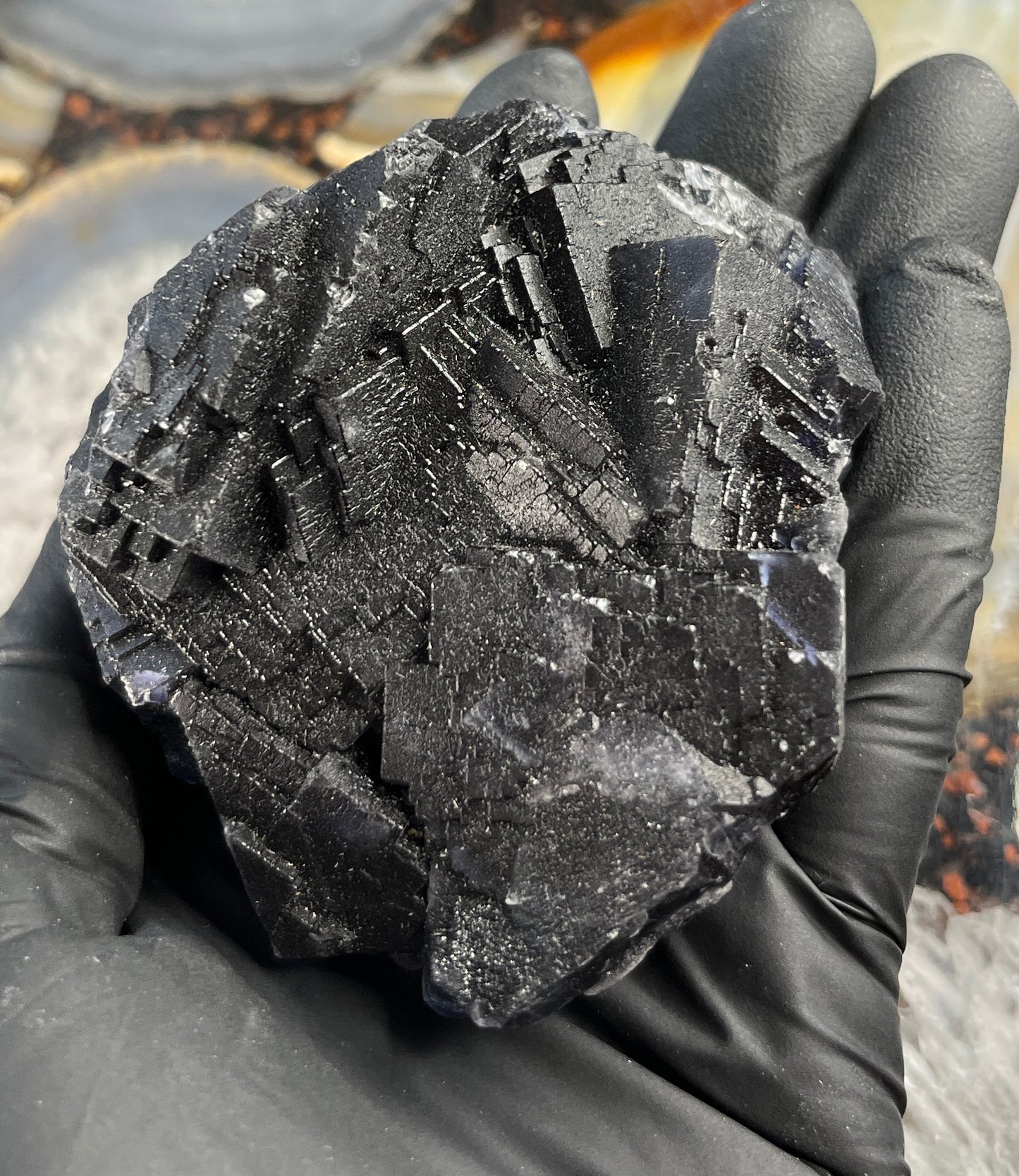 Rare Black Rose Fluorite Specimen – UV Reactive "Glow" Crystal – Natural Raw Fluorite