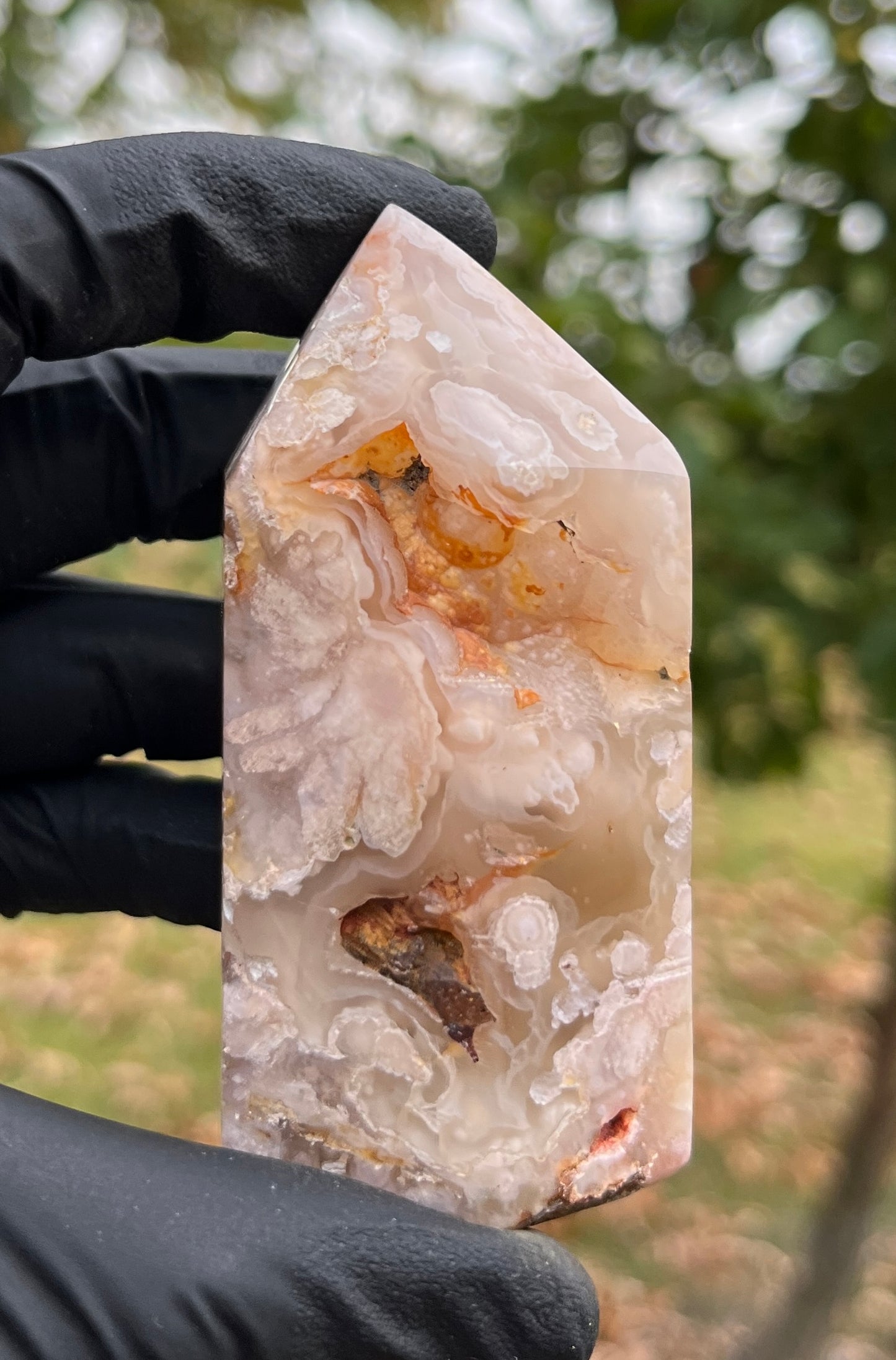 Flower Agate Tower | Large Polished Crystal Point | Healing Stone for Growth & Joy