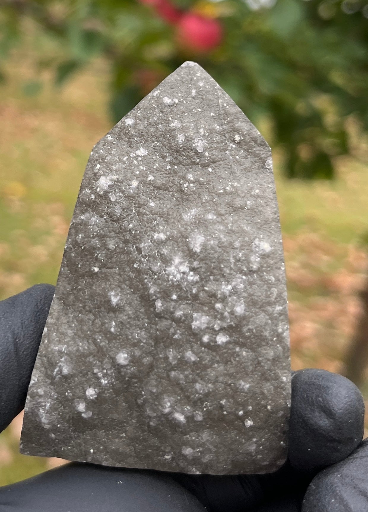 Quartz Geode Tower | Polished Crystal Point with Druzy Cavity & Pyrite Inclusions | Unique Crystal for Home, Altar & Meditation