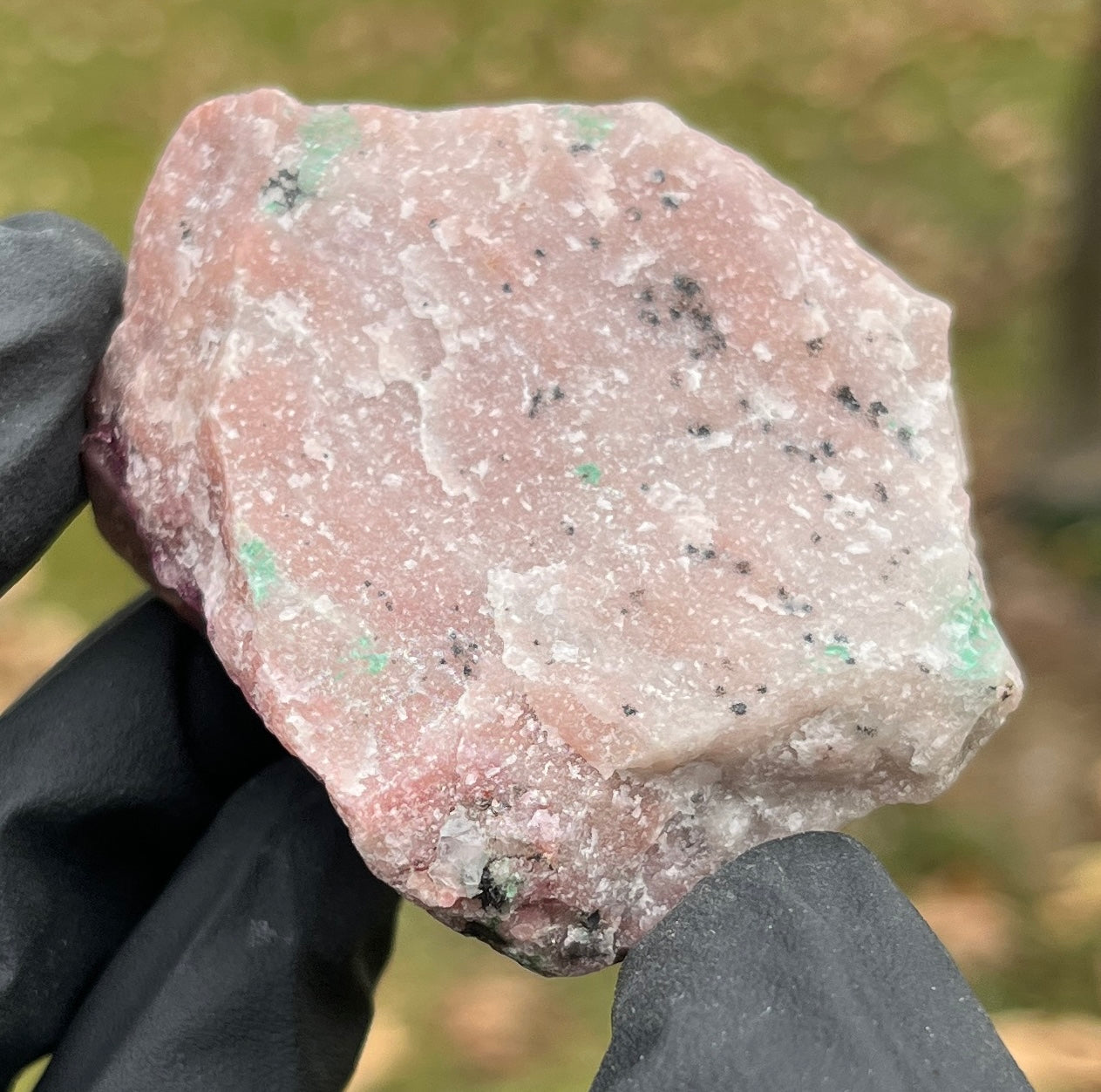RARE Pink Cobaltoan Calcite Geode with Malachite - Aphrodite Stone - Raw Collector Specimen for Heart Healing & Compassion