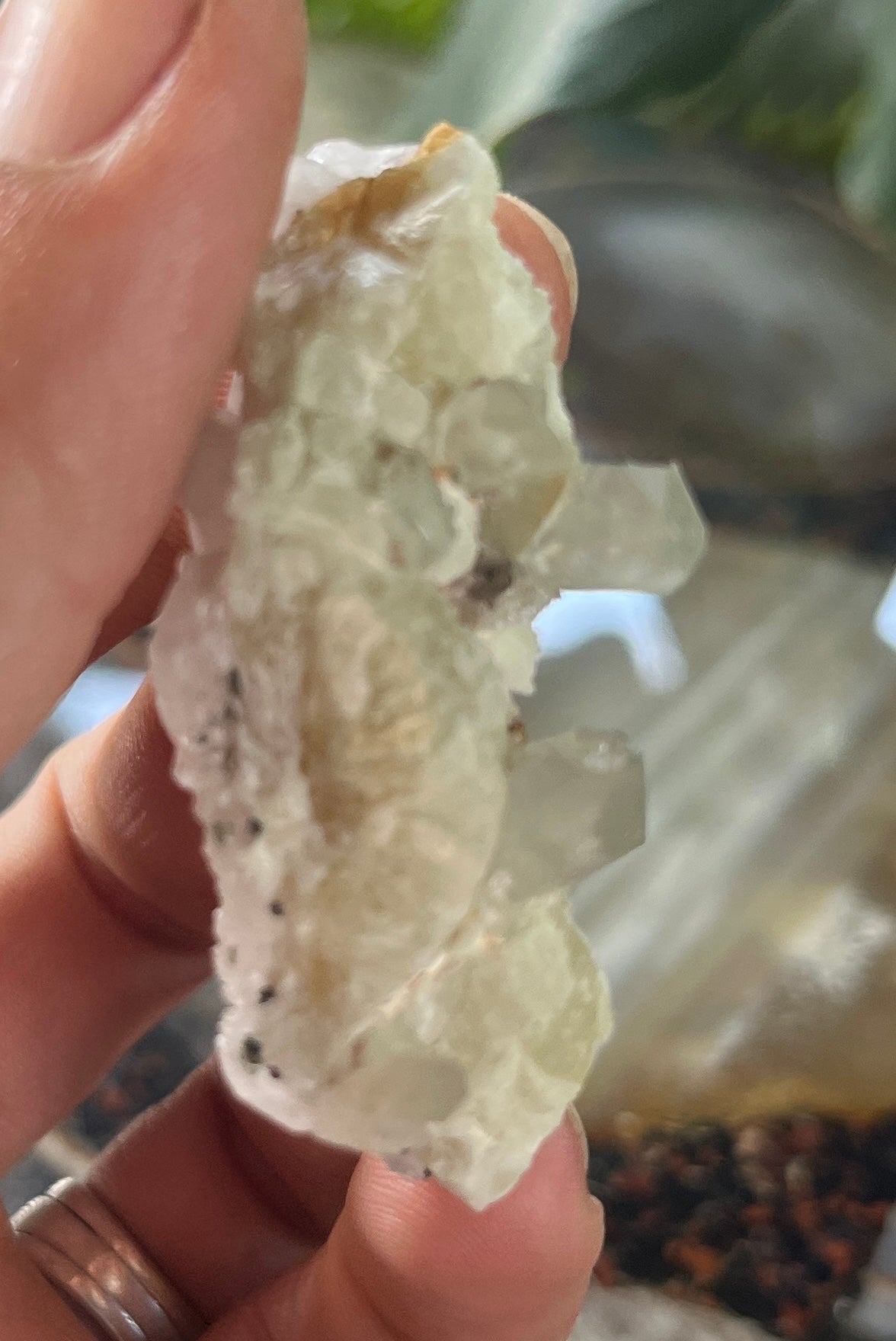 Prehnite with quartz Crystals  – Stone of Healing & Inner Peace