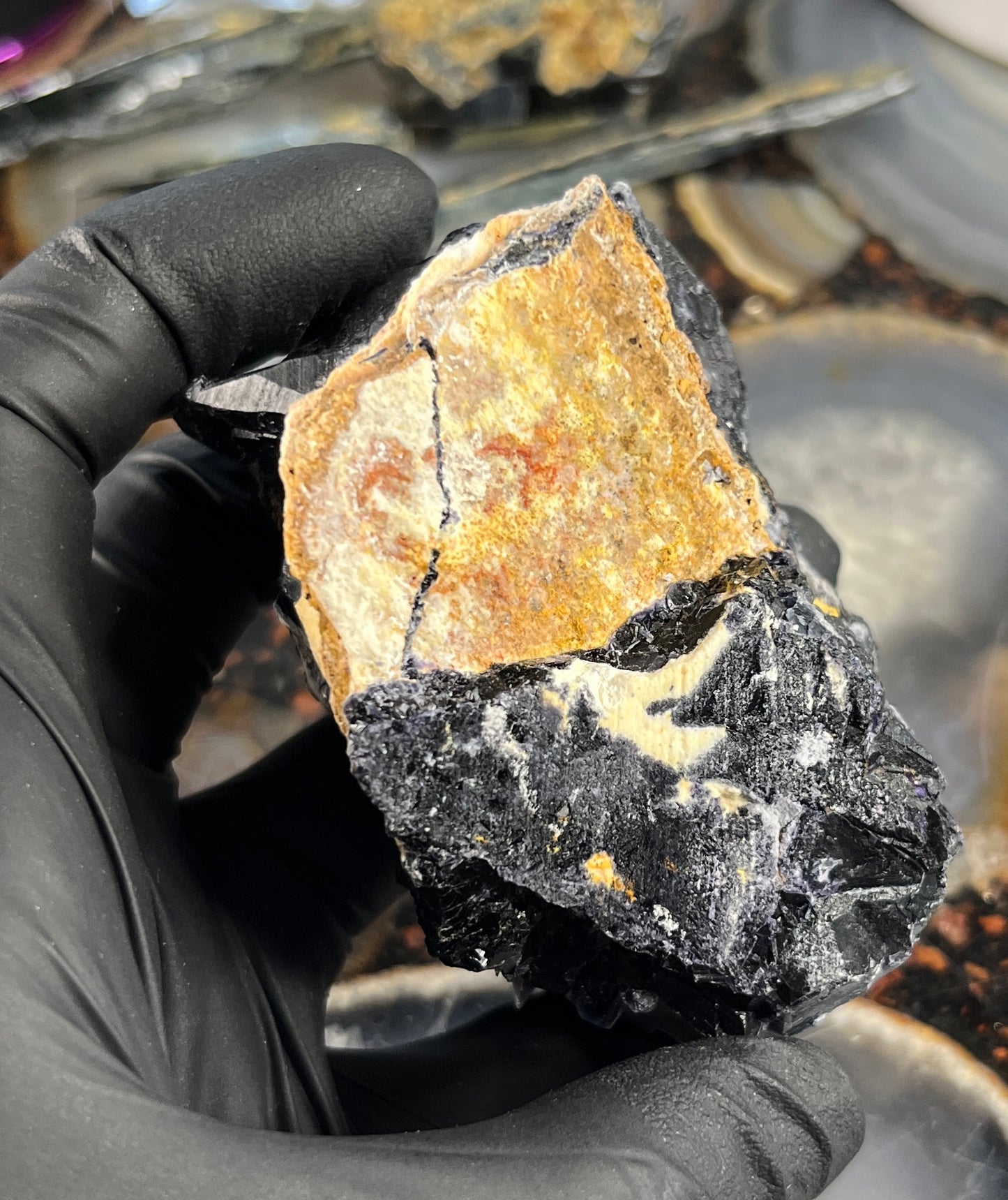 Rare Black Rose Fluorite Specimen – UV Reactive "Glow" Crystal – Natural Raw Fluorite