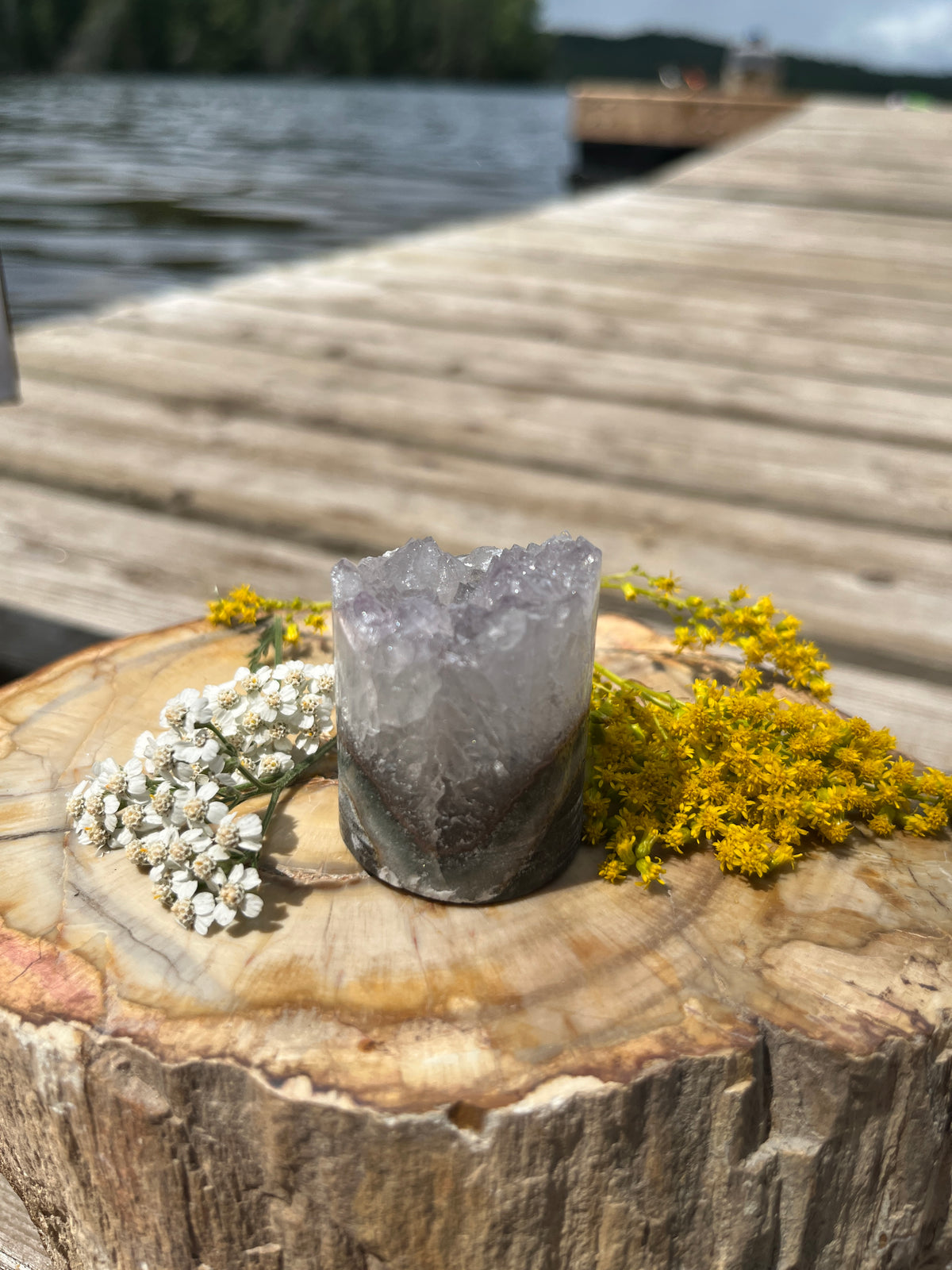 Raw Amethyst Core Specimen – Natural Cylindrical Quartz Crystal Cluster