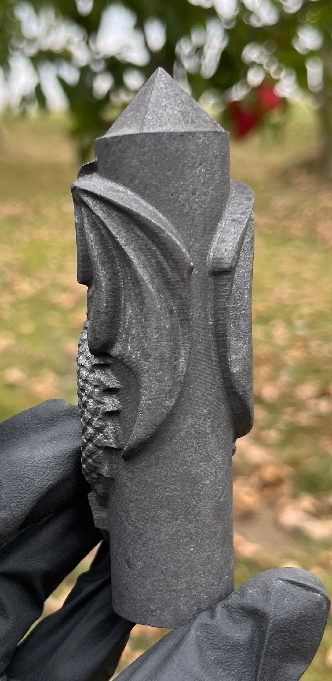 Hand-Carved Shungite Dragon Obelisk - Unique Collector Gemstone Tower - Black Matte Crystal for Altar & Home Decor