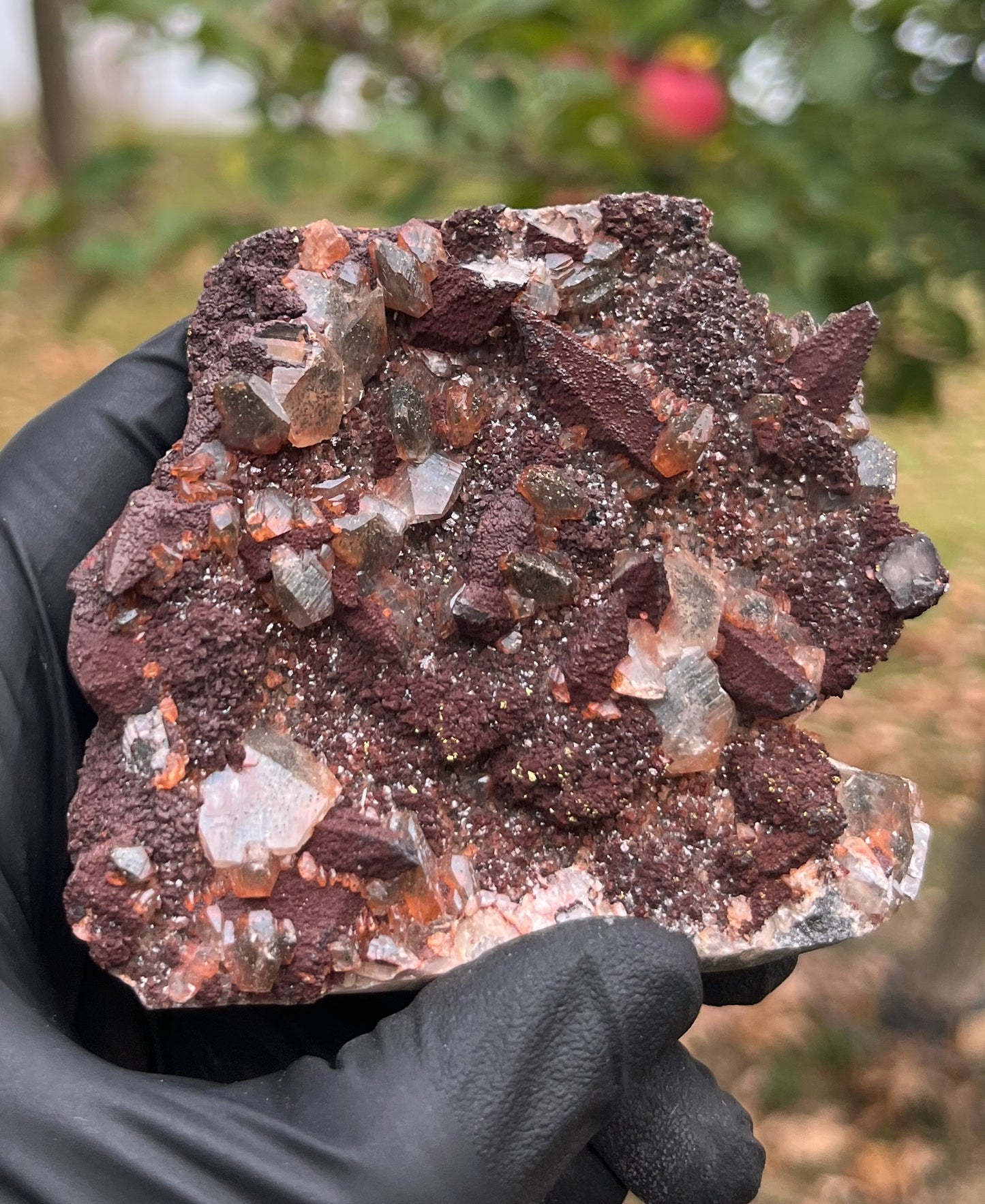 Red Calcite with Pyrite - Dogtooth Calcite, Healing, Powerful Crystal, Unique Mineral
