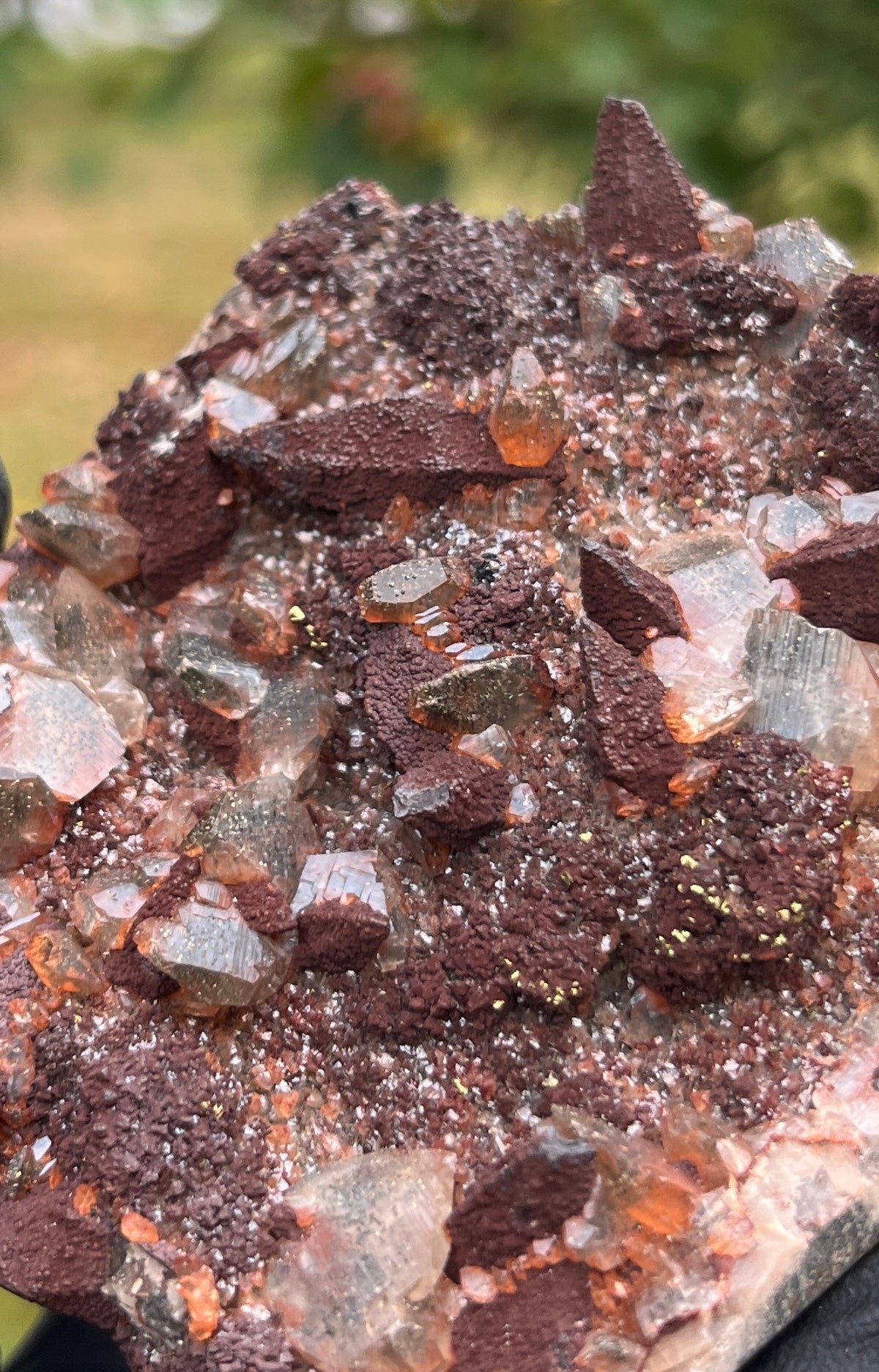 Red Calcite with Pyrite - Dogtooth Calcite, Healing, Powerful Crystal, Unique Mineral