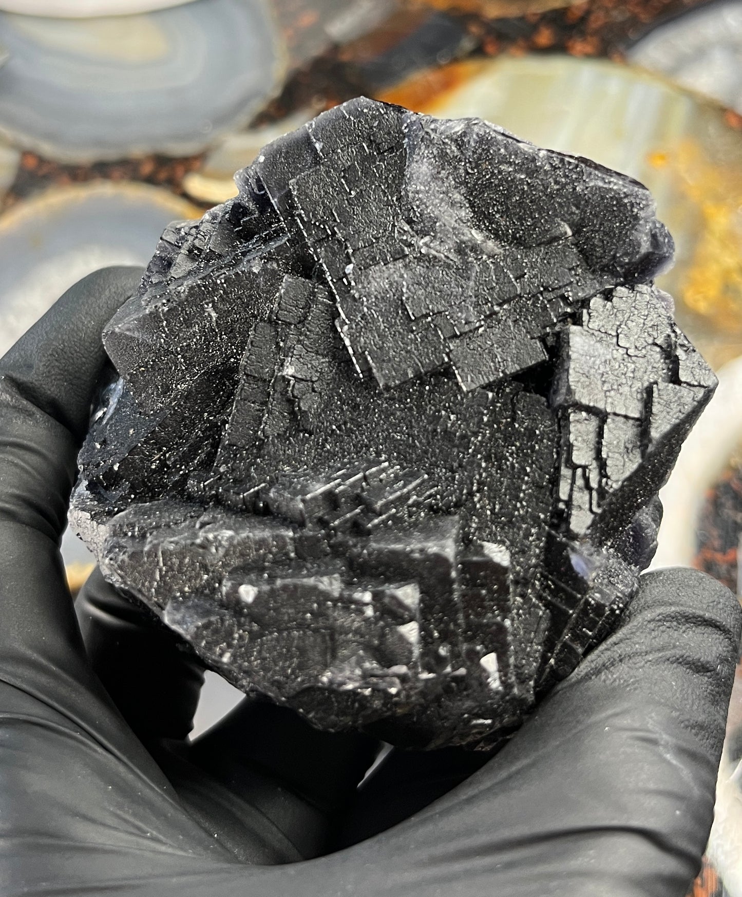 Rare Black Rose Fluorite Specimen – UV Reactive "Glow" Crystal – Natural Raw Fluorite