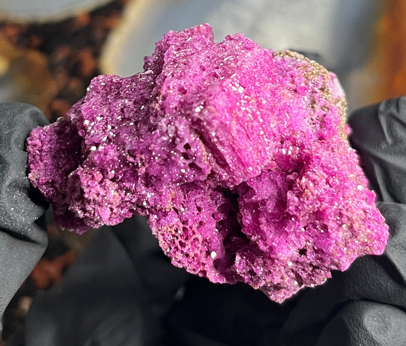 Fluorescent Honeycomb Ruby Specimen - UV Reactive Corundum - Raw Magenta Ruby Crystal - Rare Mineral Decor -