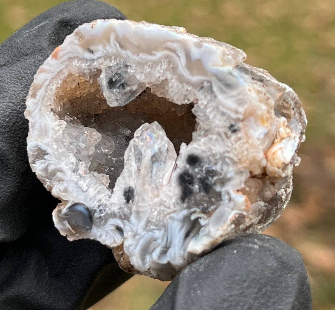 Quartz Crystal Geode Half - Natural Druzy & Agate Formation - Raw Mineral Specimen - Home Decor & Crystal Healing Gift