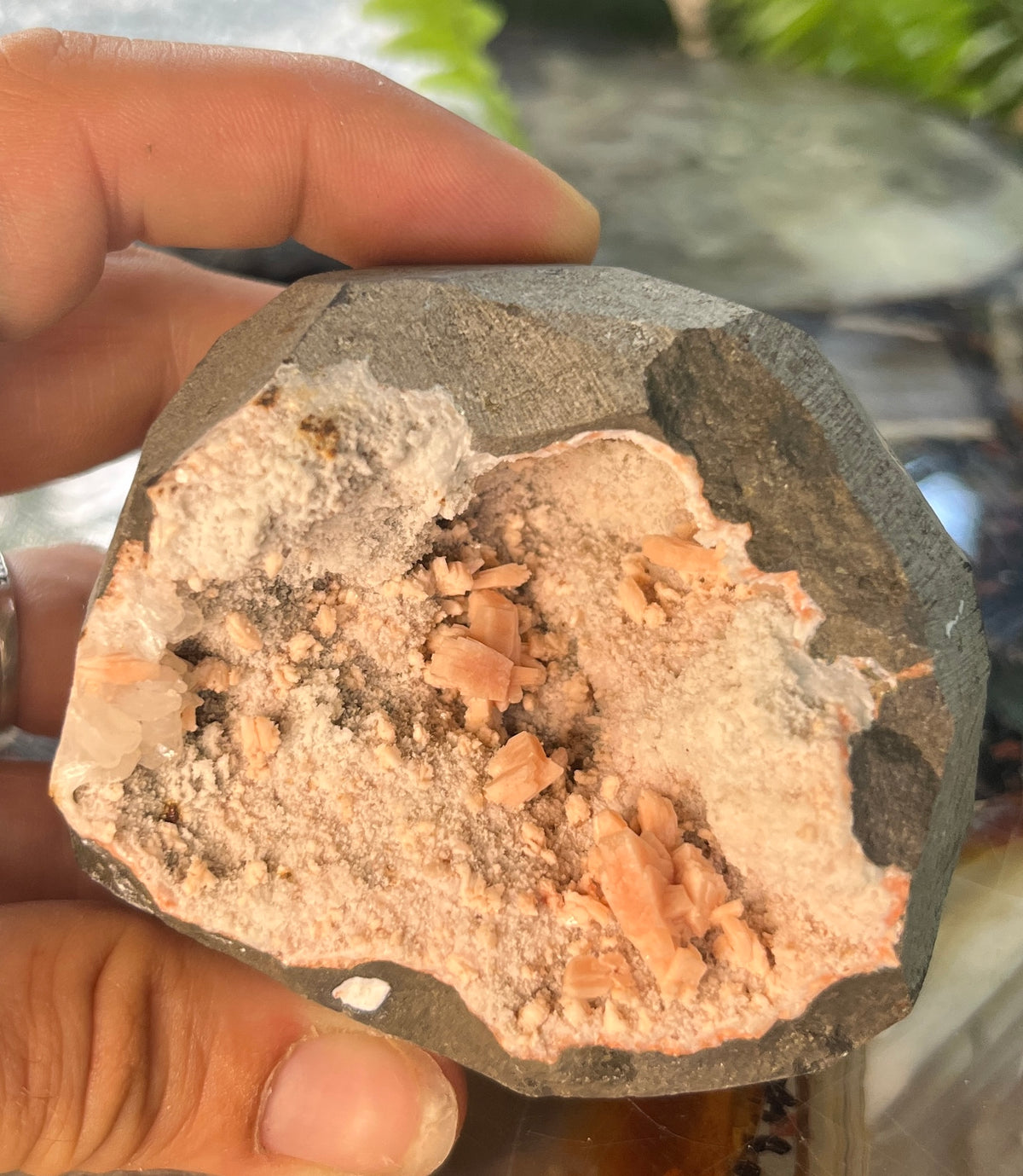 Natural Peach Stilbite & Apophyllite Geode Specimen – Maharashtra, India
