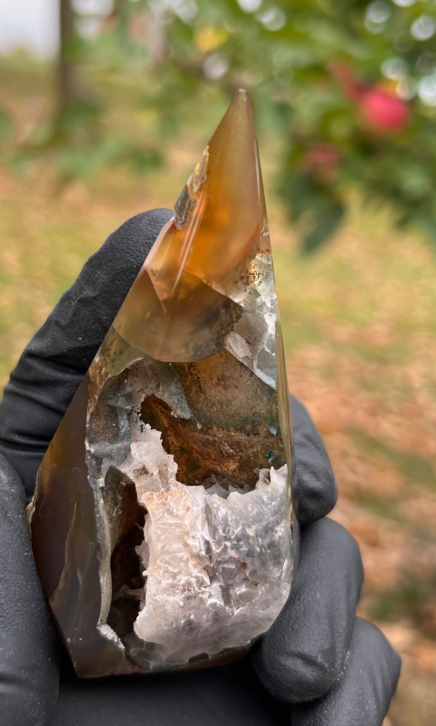 Natural Agate Geode Diamond Point | Polished Agate Crystal Tower | Unique Agate Crystal Display | Healing Geode Specimen | Home Decor & Gift