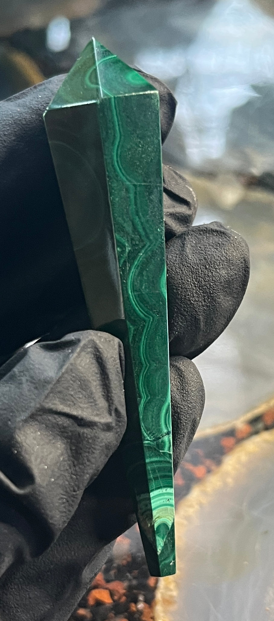 Polished Malachite Wand – Genuine Malachite Crystal for Transformation, Protection & Heart Chakra Energy