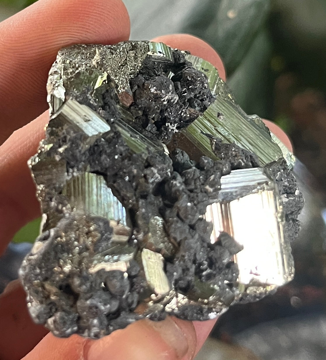 Raw Pyrite Cluster with Striated Cubes & Sphalerite Matrix