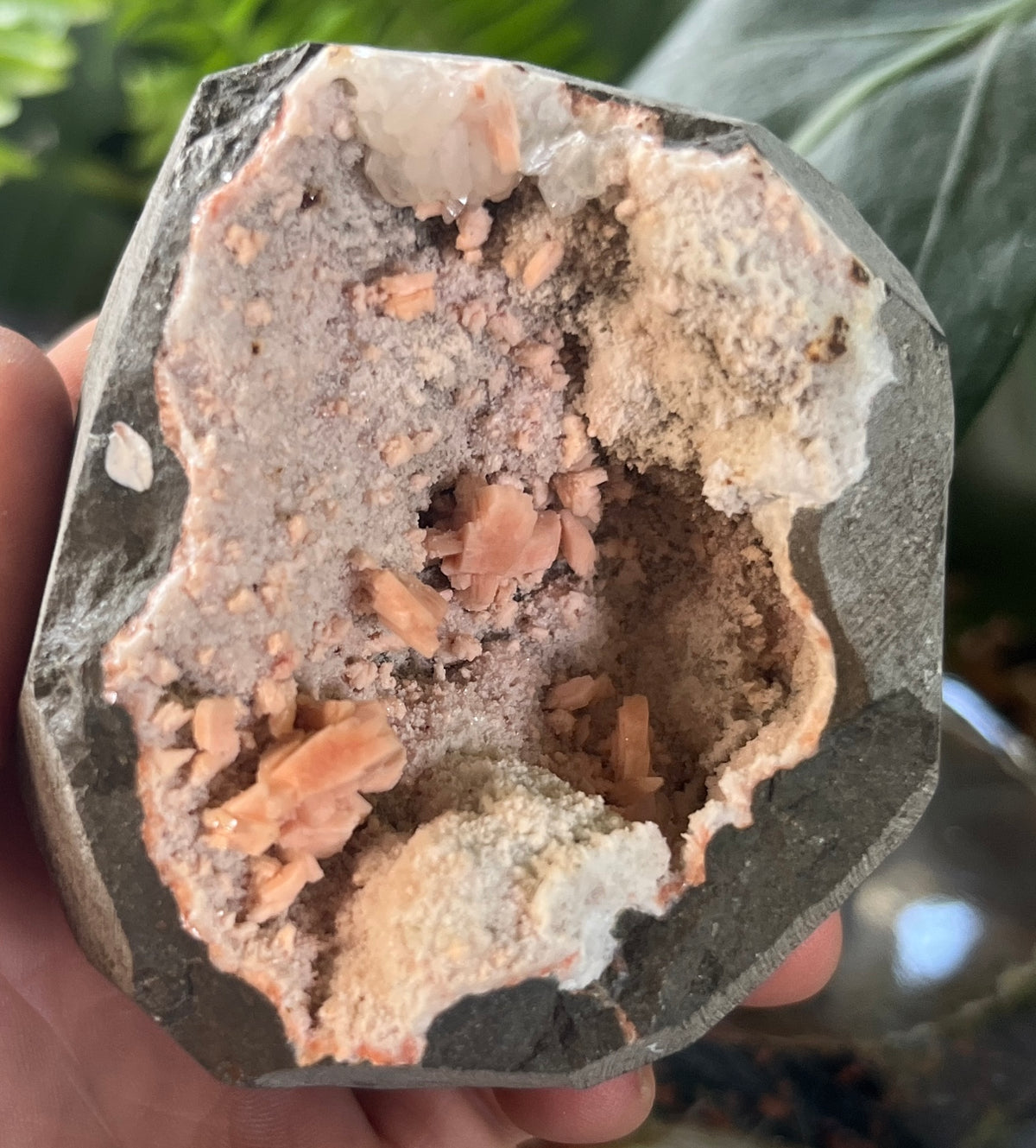 Natural Peach Stilbite & Apophyllite Geode Specimen – Maharashtra, India
