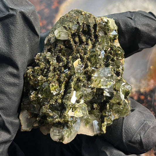 Forest Epidote with Quartz – Sparkling Green Growth Crystal | Collector Mineral | Grounding & Abundance Stone
