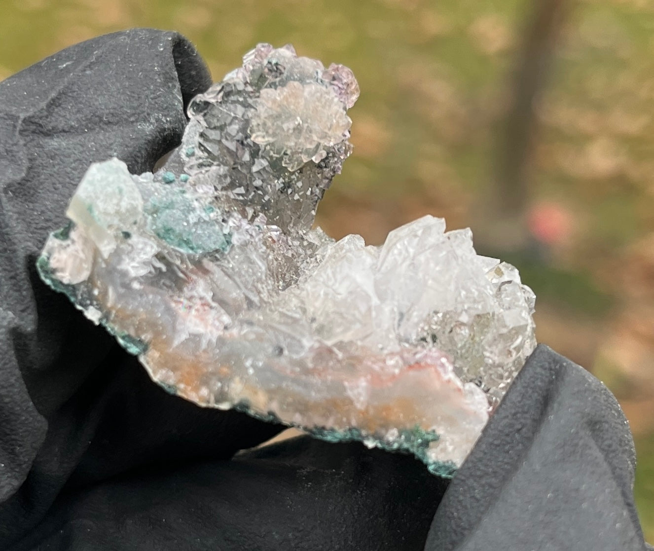 Brazilian Zeolite Flower Quartz Cluster | Rare Mint Green and Clear Crystal Specimen | Complex Chalcedony Geode Healing Stone