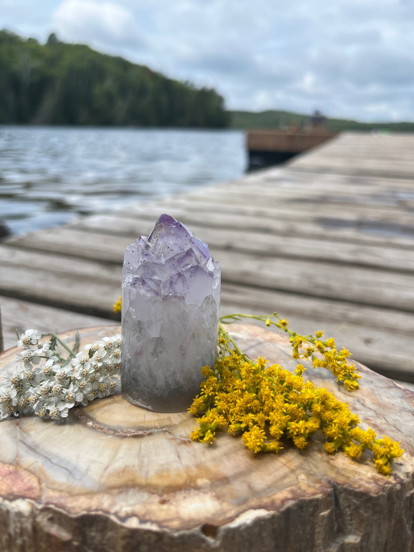 Raw Amethyst Core Specimen – Natural Cylindrical Quartz Crystal Cluster