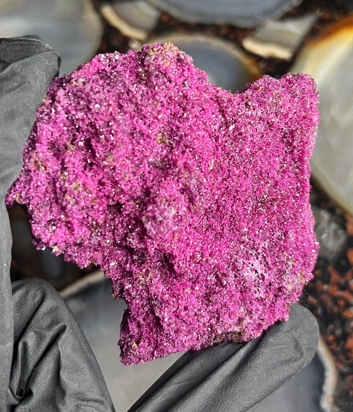 Fluorescent Honeycomb Ruby Specimen - UV Reactive Corundum - Raw Magenta Ruby Crystal - Rare Mineral Decor -