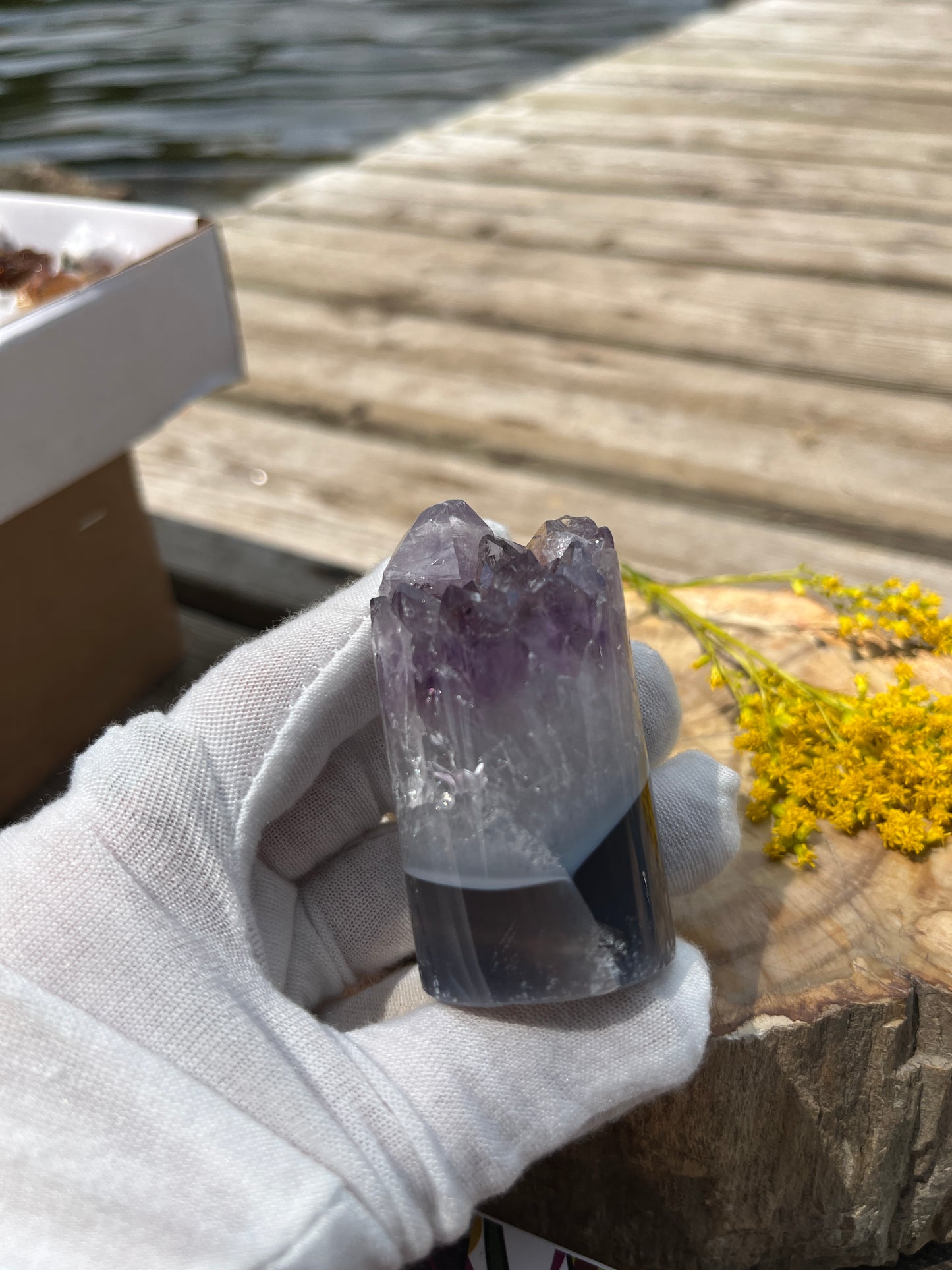 Raw Amethyst Core Specimen – Natural Cylindrical Quartz Crystal Cluster