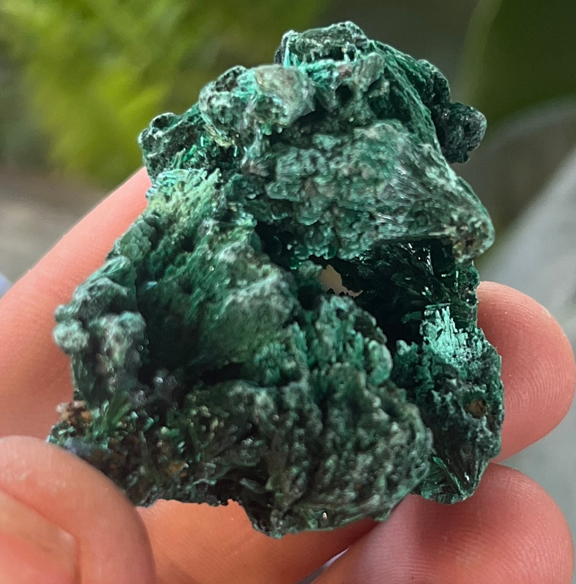 High-Grade Raw Velvet Fibrous Malachite Specimen – Natural Deep Green Crystal