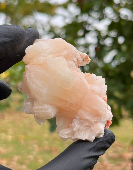Peach Stilbite Crystal Cluster from India | Zeolite Mineral Specimen for Emotional Healing & Peaceful Sleep
