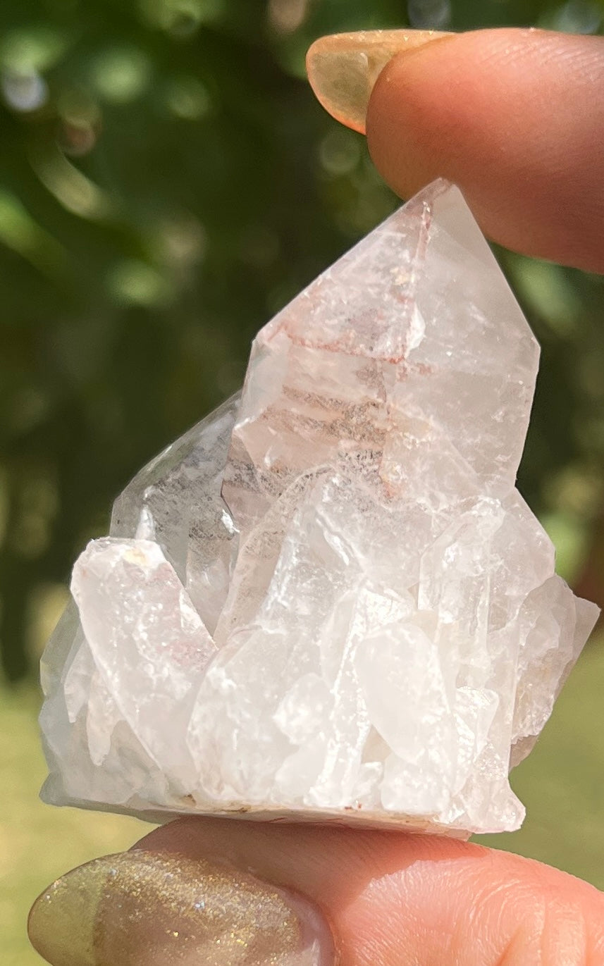 Pink and Black Lithium Quartz Crystal Cluster