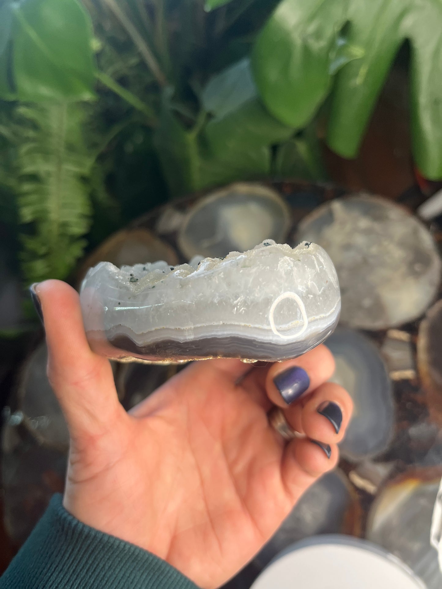 Green Amethyst (Prasiolite) Druzy Heart | Polished Crystal Carving for Home Decor & Heart Chakra Healing