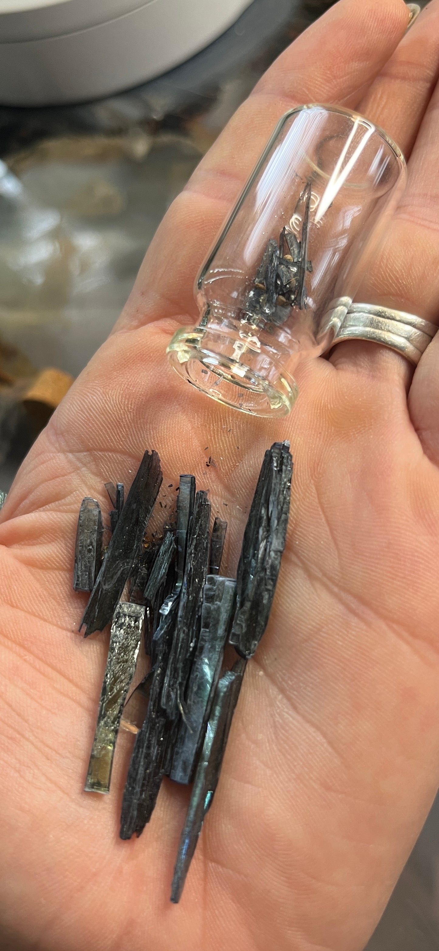 Vial of Raw Vivianite Blades. Raw, Rare, healing Crystals.