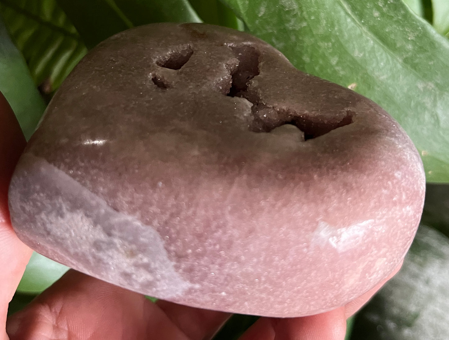 Pink Amethyst Carved Heart with Druzy Geode Cavity | Deep Self-Love Crystal