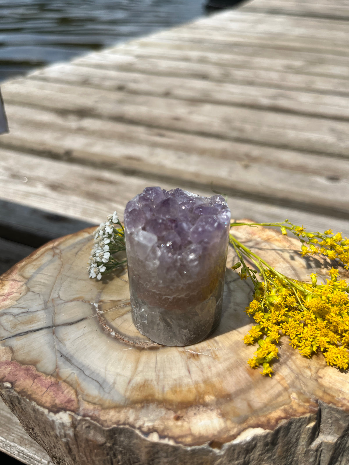 Raw Amethyst Core Specimen – Natural Cylindrical Quartz Crystal Cluster