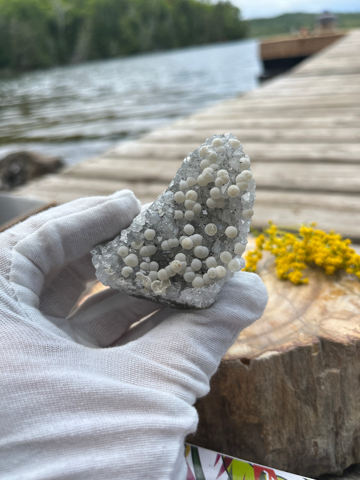 Raw Amethyst Cluster with Spherical Calcite | Unique Snowball Calcite on