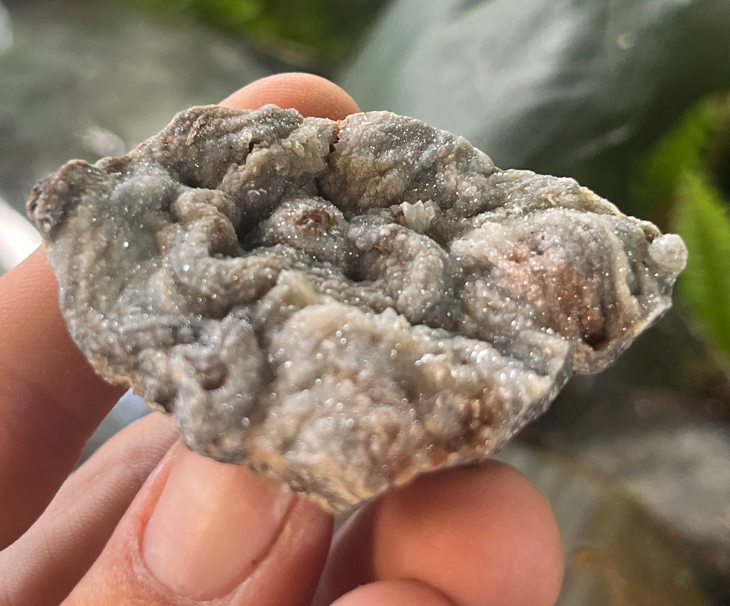 Raw Sparkling Sparkly Druzy Chalcedony Specimen - Botryoidal Grey Chalcedony