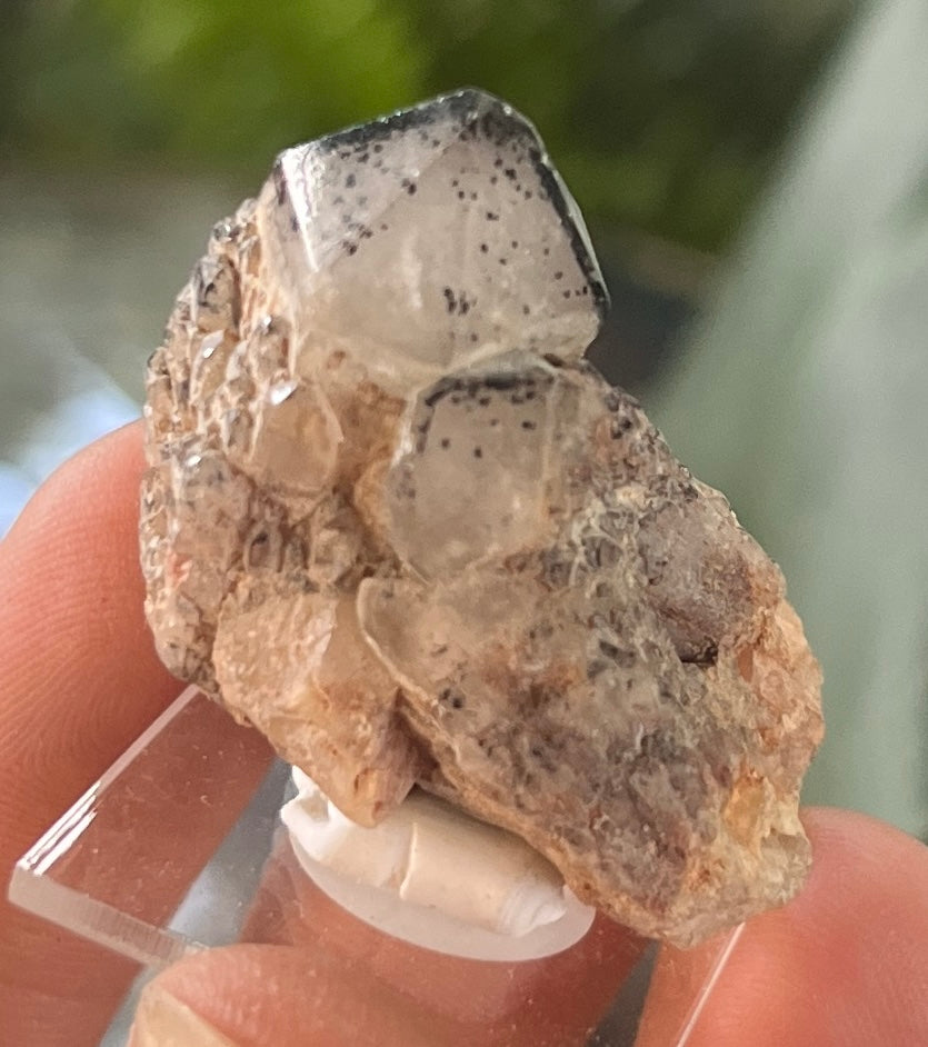 Rare Quartz Crystal Cluster, Black Hematite/Goethite Inclusions