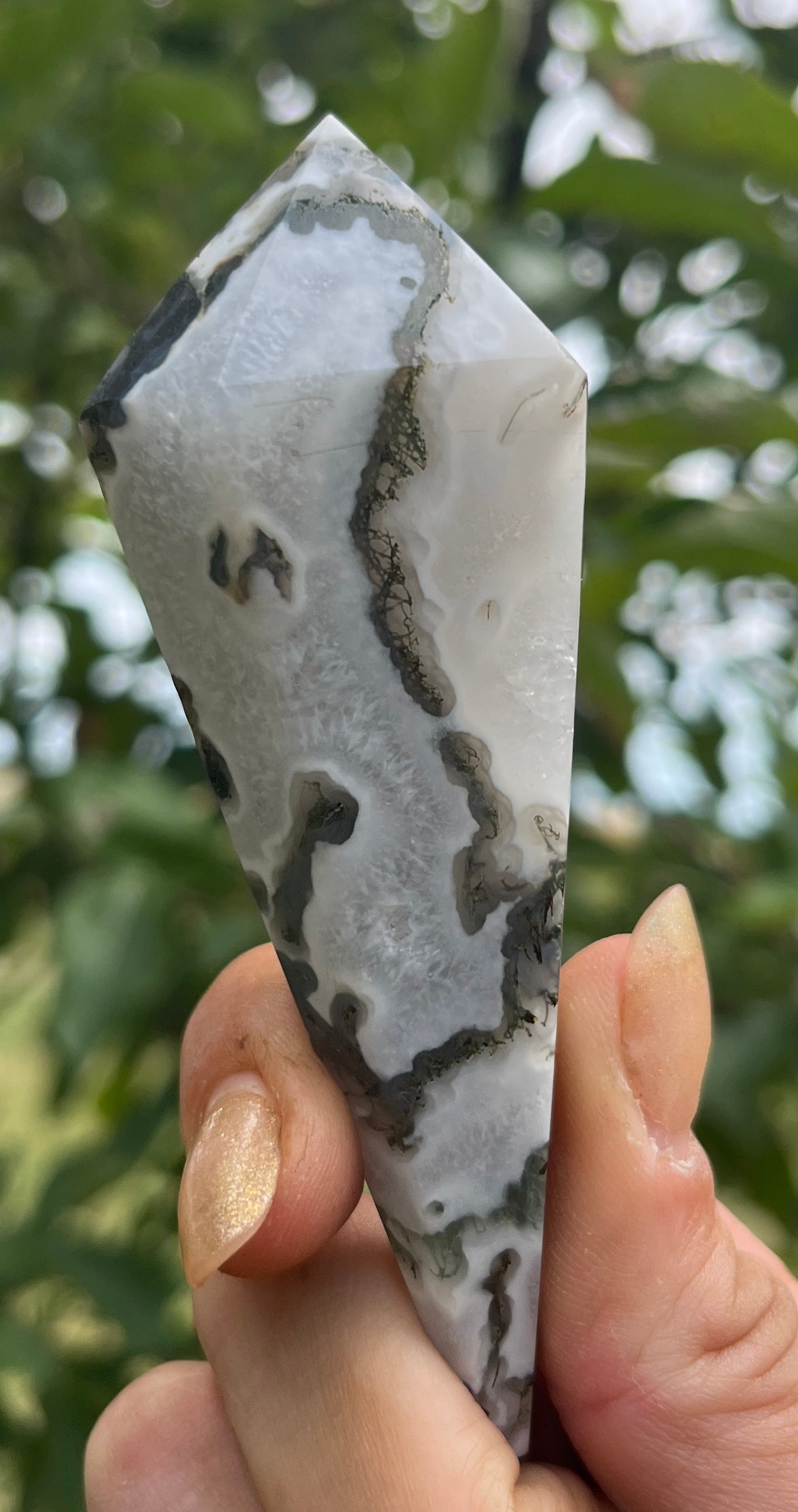 Polished Moss Agate Wand