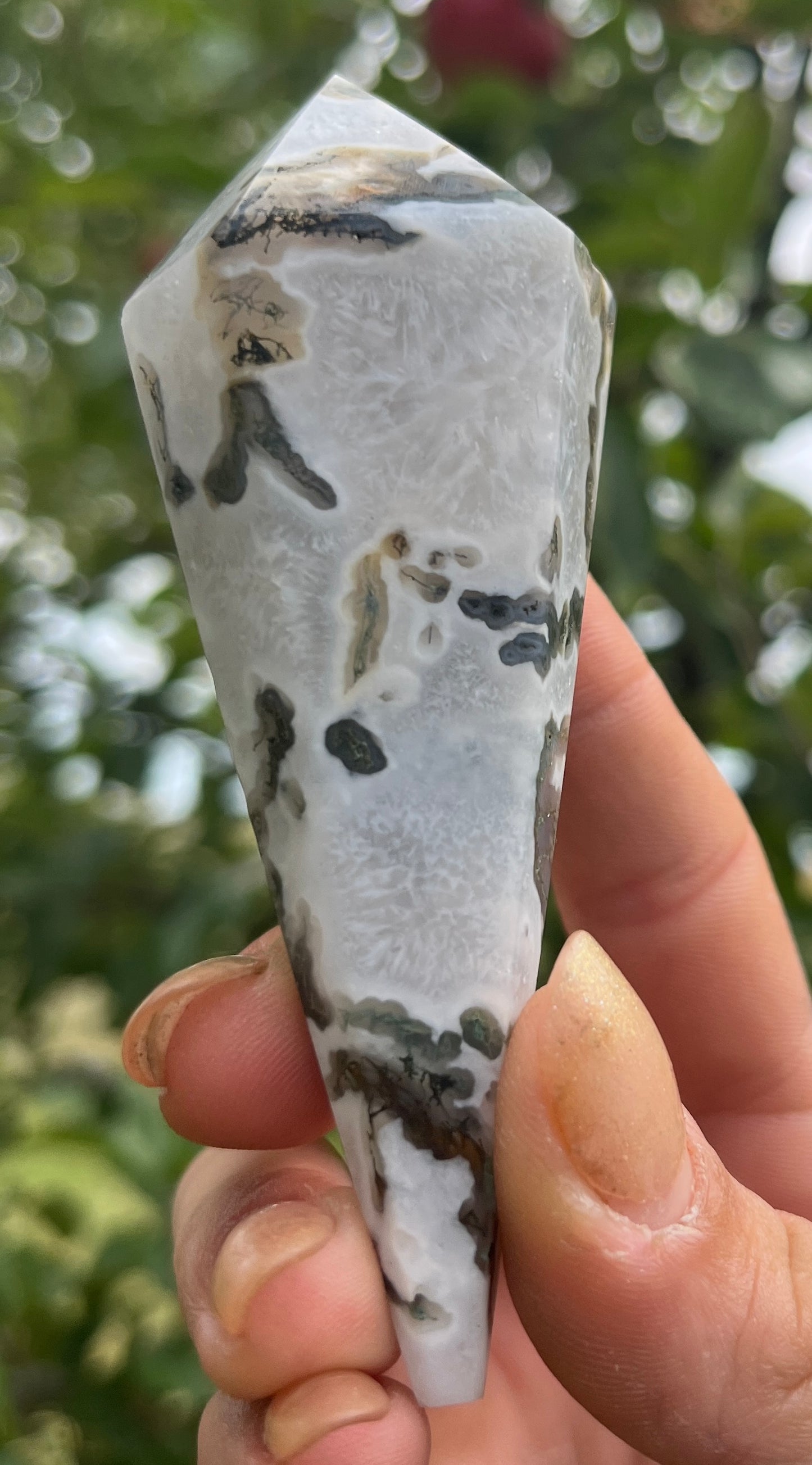 Polished Moss Agate Wand